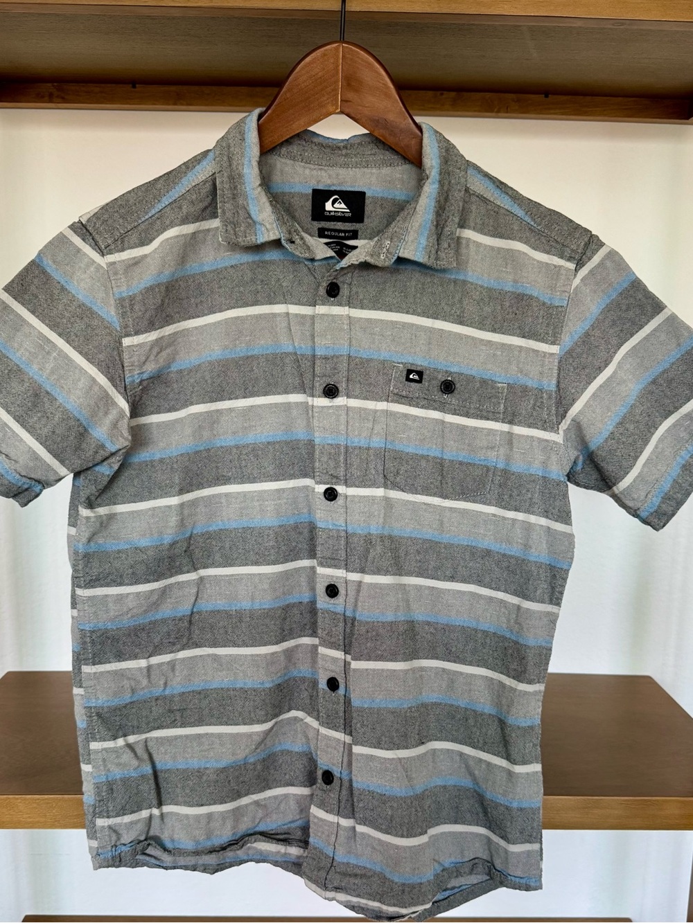 Quiksilver Striped Button-Up Shirt - Boys Size L (14)